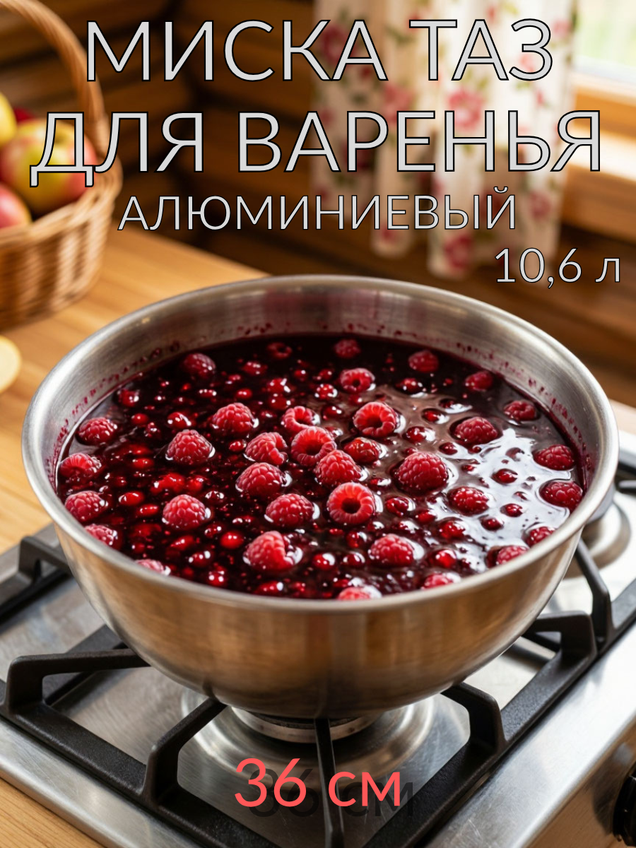 Миска (таз) алюминиевый для варенья 36 см 10,6 л ТМ Калитва